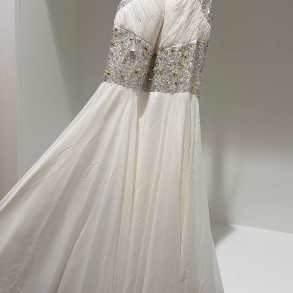 Sherri Hill White and Silver Prom Dress - Picture 2 of 4